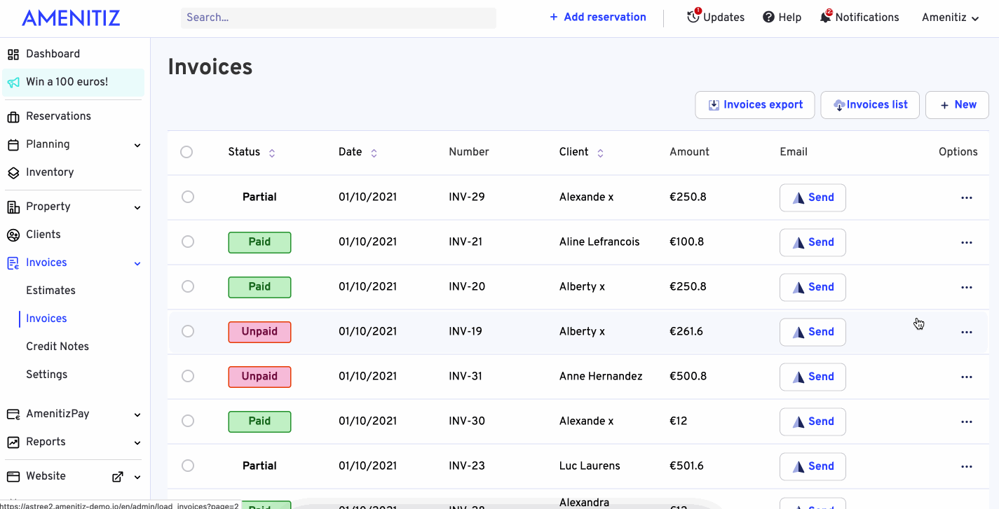 Manage The Payment Of Invoices Generated From A Booking Amenitiz 